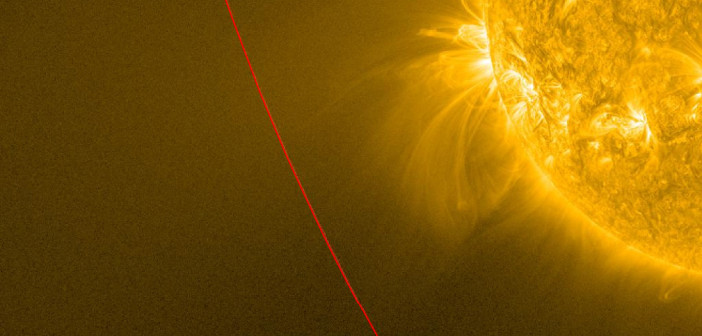 This is the trajectory of the comet ISON (click for the full view!) as it passed within two solar radii of the Sun’s surface in November 2013. ISON should be shining and visible in this EUV image by the Solar Dynamics Observatory, yet it’s nowhere to be seen. [Bryans & Pesnell 2016]