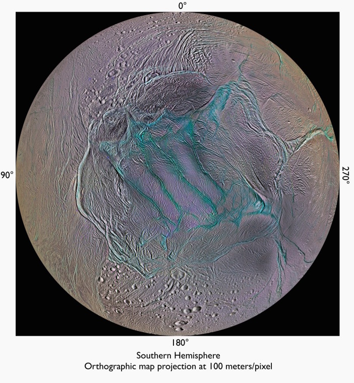 Enceladus' southern hemisphere