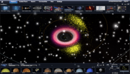 Screenshot of the user interface for WWT shows clusters of objects plotted against a sky background.