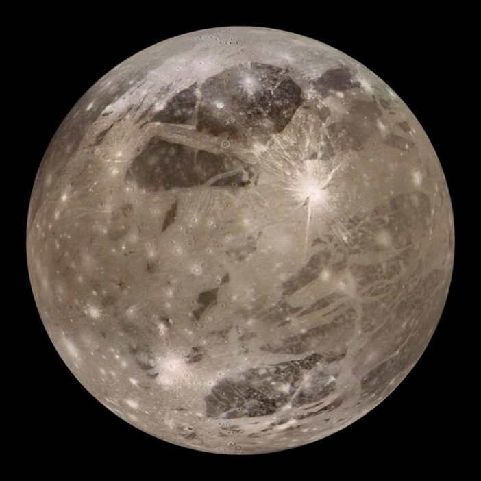 photograph of a rocky, icy moon