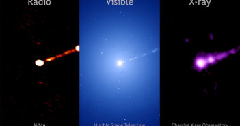 Three images of M87 at different wavelengths