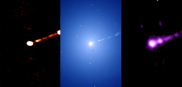 Three images of M87 at different wavelengths
