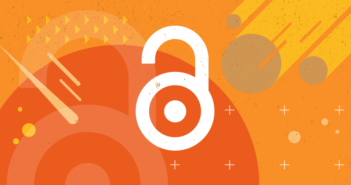 Orange banner containing the open access logo, a stylized open lock.