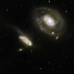 Hubble image of two spiral galaxies in the process of merging
