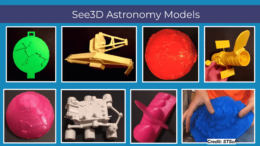 3D models of various space-related objects, including JWST, the solar system, and a galaxy.