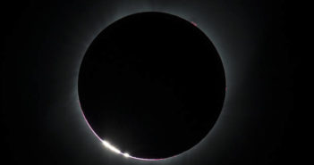 Small beads of sunlight during a total solar eclipse