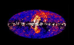 gamma-ray map of the Milky Way plane with a large bubble above and below the plane