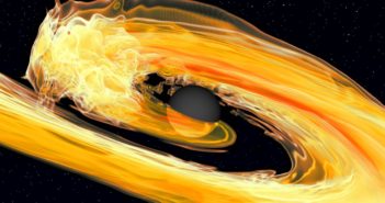visualization of a black hole ripping apart a neutron star