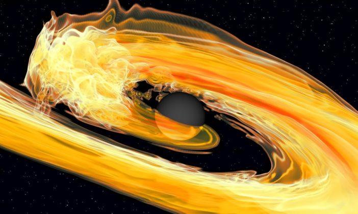 visualization of a black hole ripping apart a neutron star