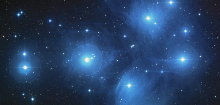 Optical image of the Pleiades star cluster
