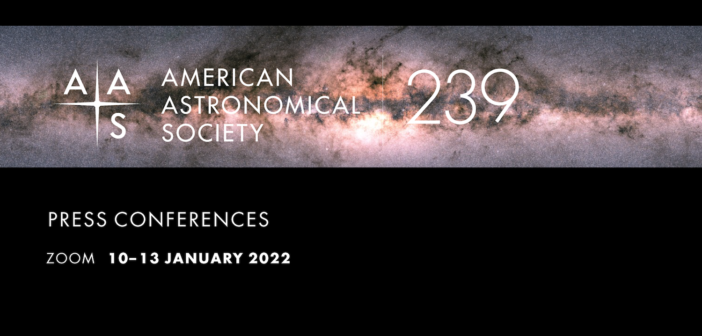 Banner announcing the press conferences associated with the 239th meeting of the American Astronomical Society
