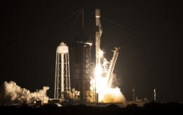 photograph of rocket launch