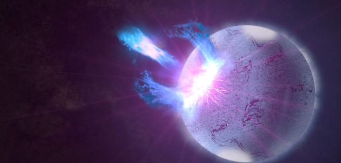 Solid neutron star emitting a burst of radiation