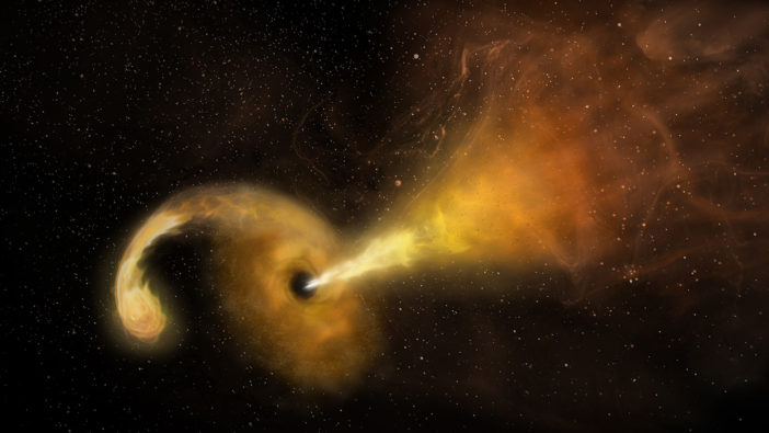 artist's impression of a star being ripped apart by a black hole