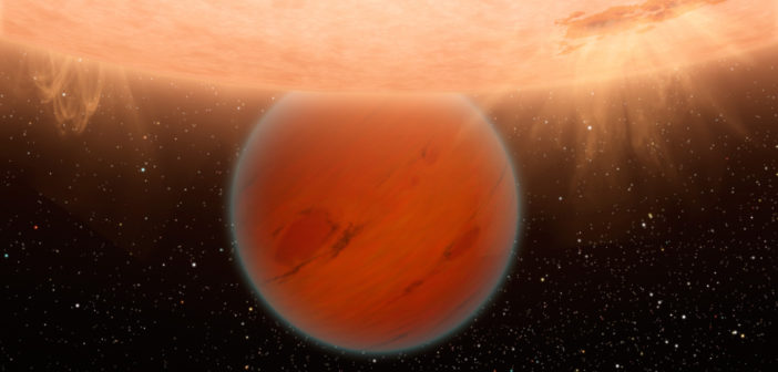 illustration of an exoplanet on a grazing orbit around its host star