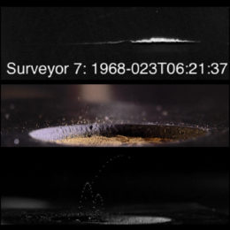 photographs of laboratory experiments compared to a photo of the moon's surface
