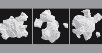 three images of simulated dust grains