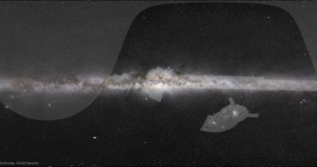 Map of the observing area for the fourth phase of the Optical Gravitational Lensing Experiment overlaid on a picture of the milky way