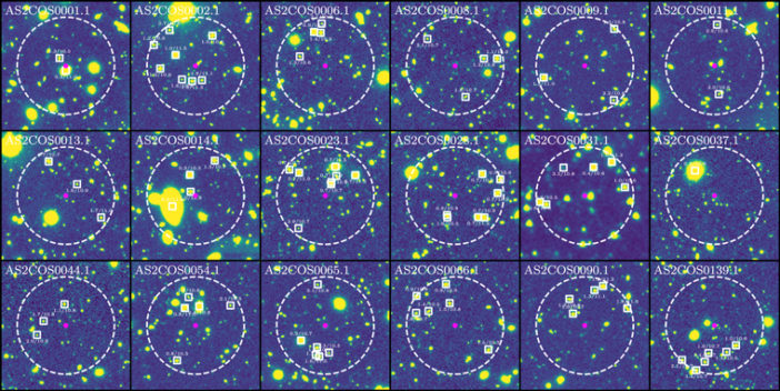 collage of 18 fields containing submillimeter galaxies