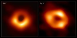 side-by-side comparison of M87* and Sgr A* images