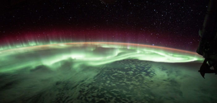 photograph of earth's aurora taken from the international space station