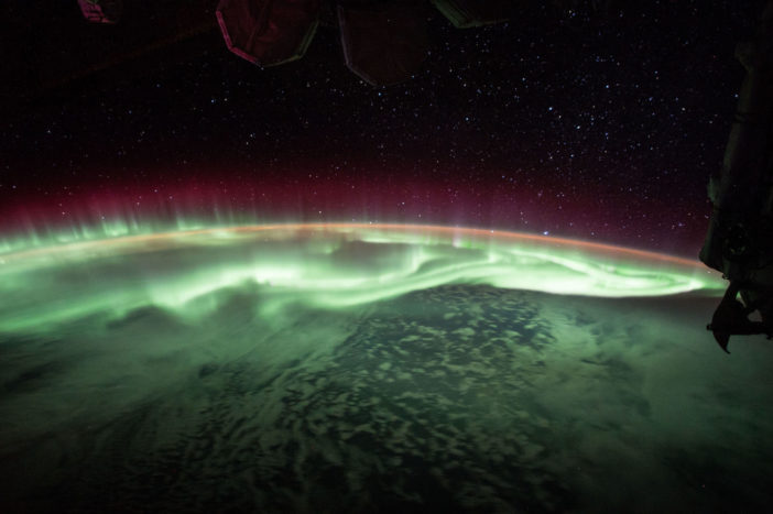 photograph of earth's aurora taken from the international space station
