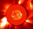 image of the Sun releasing two coronal mass ejections