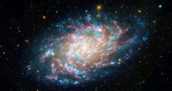 composite ultraviolet and infrared image of the triangulum galaxy