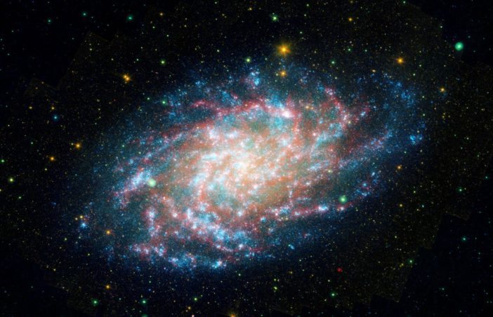 composite ultraviolet and infrared image of the triangulum galaxy
