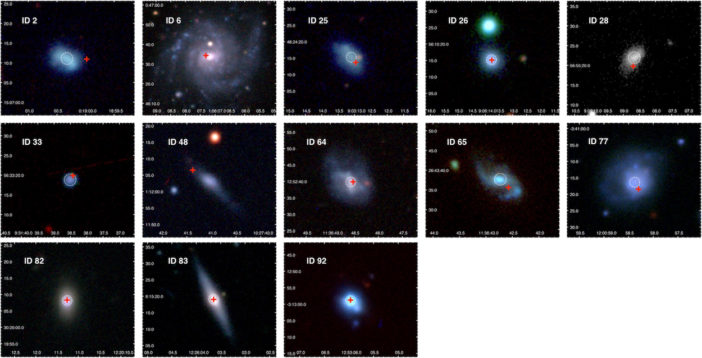 optical images of the 13 dwarf galaxies in the sample