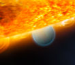 Artist's impression of a hot Jupiter exoplanet near its host star