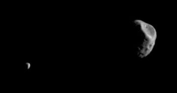 photograph of Mars's moons from the Mars Odyssey orbiter