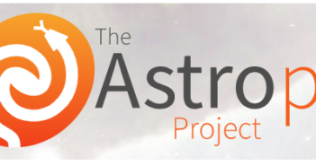 The logo of the Astropy Project, which is a stylized snake curled into the shape of a spiral galaxy