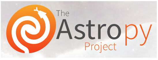 The logo of the Astropy Project, which is a stylized snake curled into the shape of a spiral galaxy