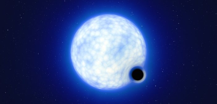 Artist's impression of a binary system containing a massive main-sequence star and a black hole