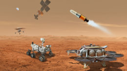 Conceptual illustration demonstrating the stages of the Mars Sample Return program. 