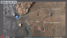 Perseverance rover's travel path