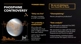 presentation slide explaining the objections to the discovery of phosphine in the atmosphere of venus