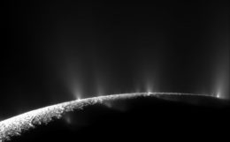 Cassini image of plumes on Enceladus