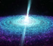 Illustration of a neutron star emitting a jet