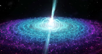 Illustration of a neutron star emitting a jet