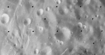 Voyager 2 image of craters on Miranda