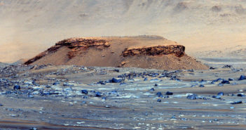 photograph of a butte near Jezero crater on Mars