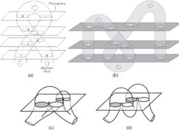 four diagrams of magnetic flux tube configurations