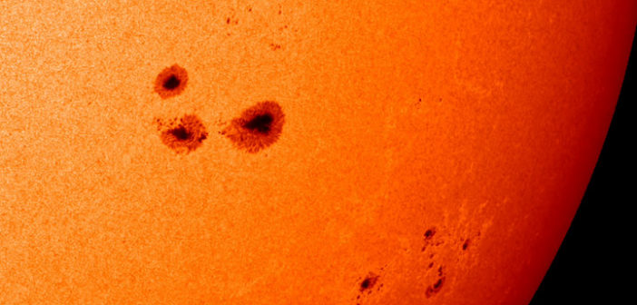 Visible-light image of sunspots on the Sun's surface