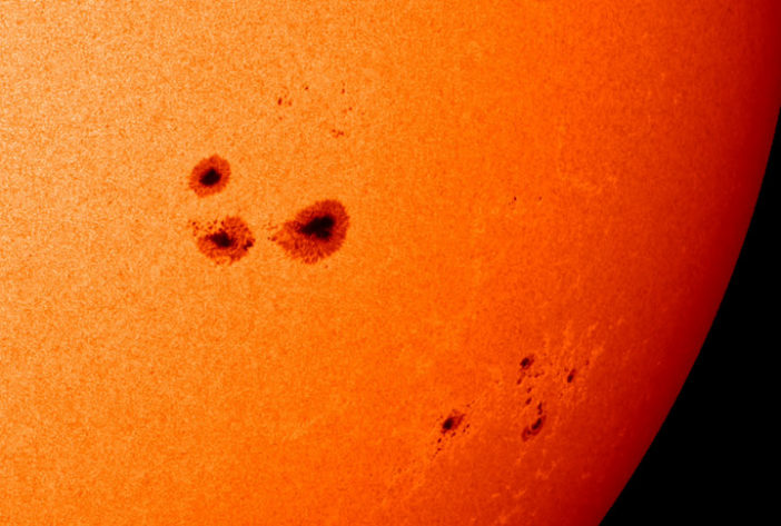 Visible-light image of sunspots on the Sun's surface