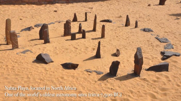 photographs of stones arranged in one of the world's oldest astronomy sites