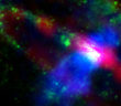composite X-ray, optical, and radio image of the galaxy NGC 253
