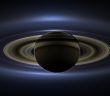 Backlit Saturn as seen in an image mosaic from the Cassini spacecraft