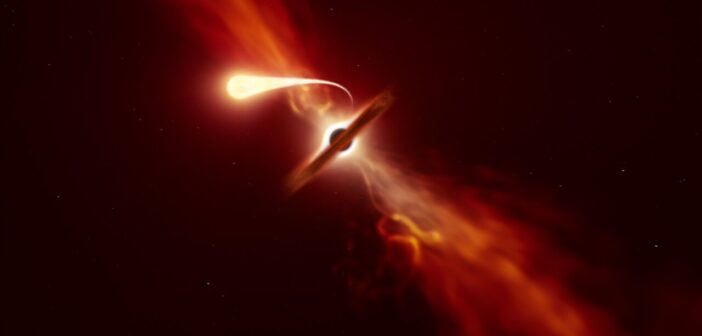 Artist’s impression of star being torn apart by a supermassive black hole.